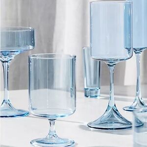 Anthropologie Morgan Stemmed Wine Glasses, Blue, NIB